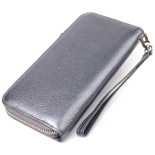 Чудовий гаманець з відливом для жінок із натуральної шкіри флотар CANPELLINI 21622 Сірий