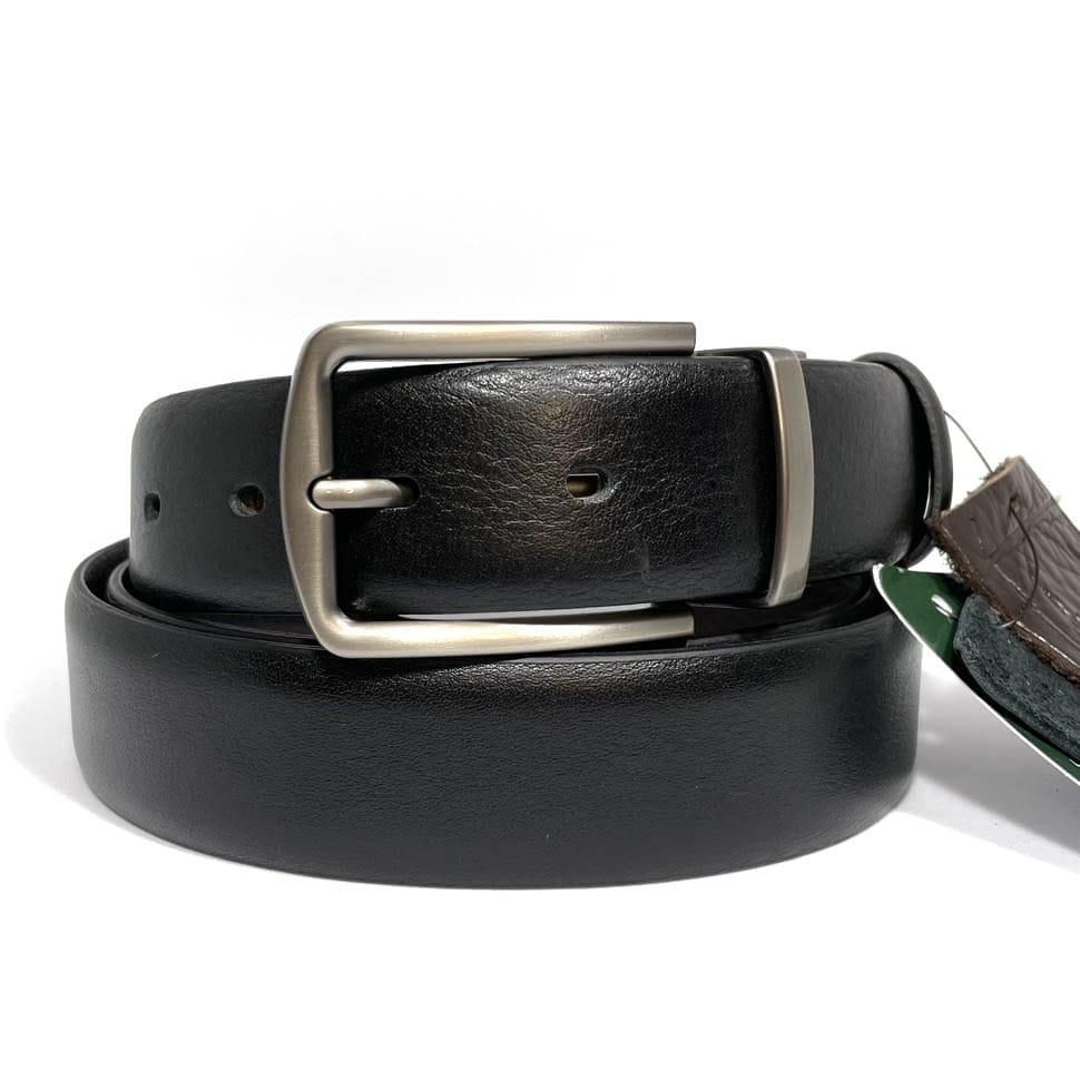 Двосторонній ремінь зі шкіри оленя чер\корич матова пряжка t22763-3