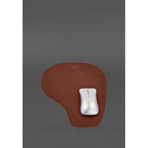 Килимок для мишки "Грушка" із натуральної шкіри світло-коричневий Crazy Horse