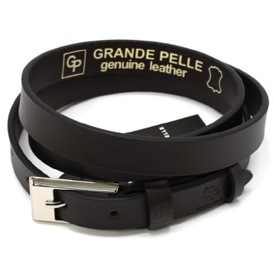 Ремень женский тонкий Grande Pelle 213300300 в шоколадном цвете