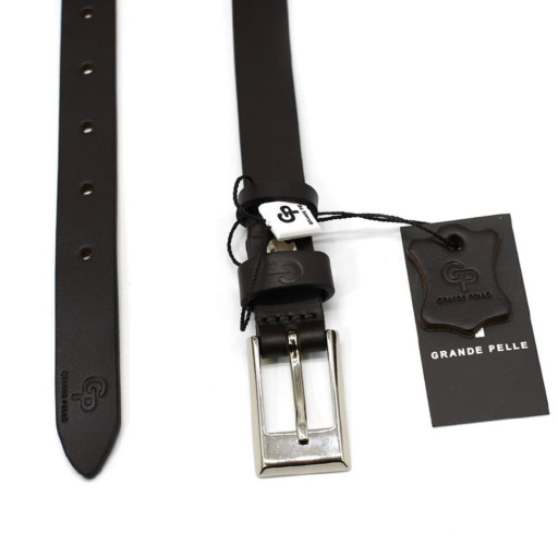 Ремінь жіночий тонкий Grande Pelle 213300300 в шокоданому кольорі.