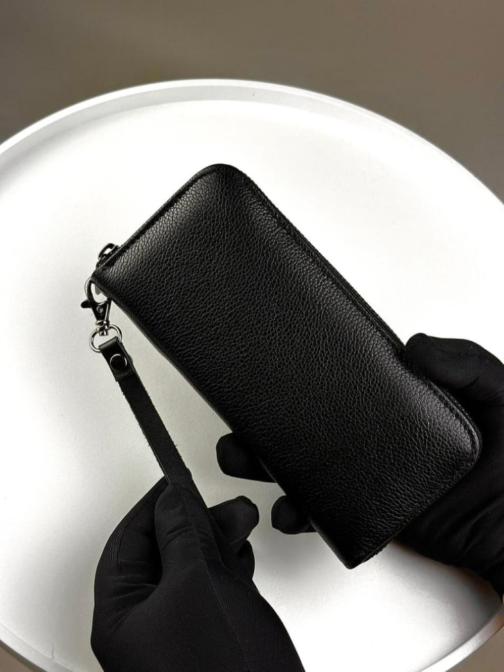 Genuine grain leather clutch wallet SV001 (black)