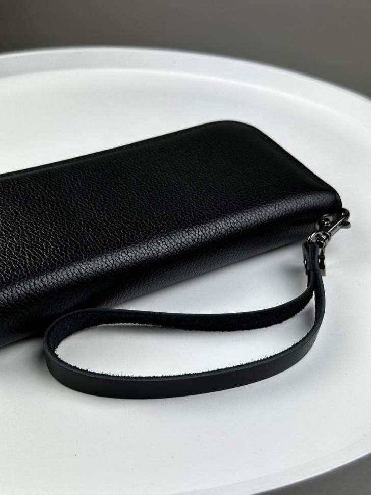 Genuine grain leather clutch wallet SV001 (black)