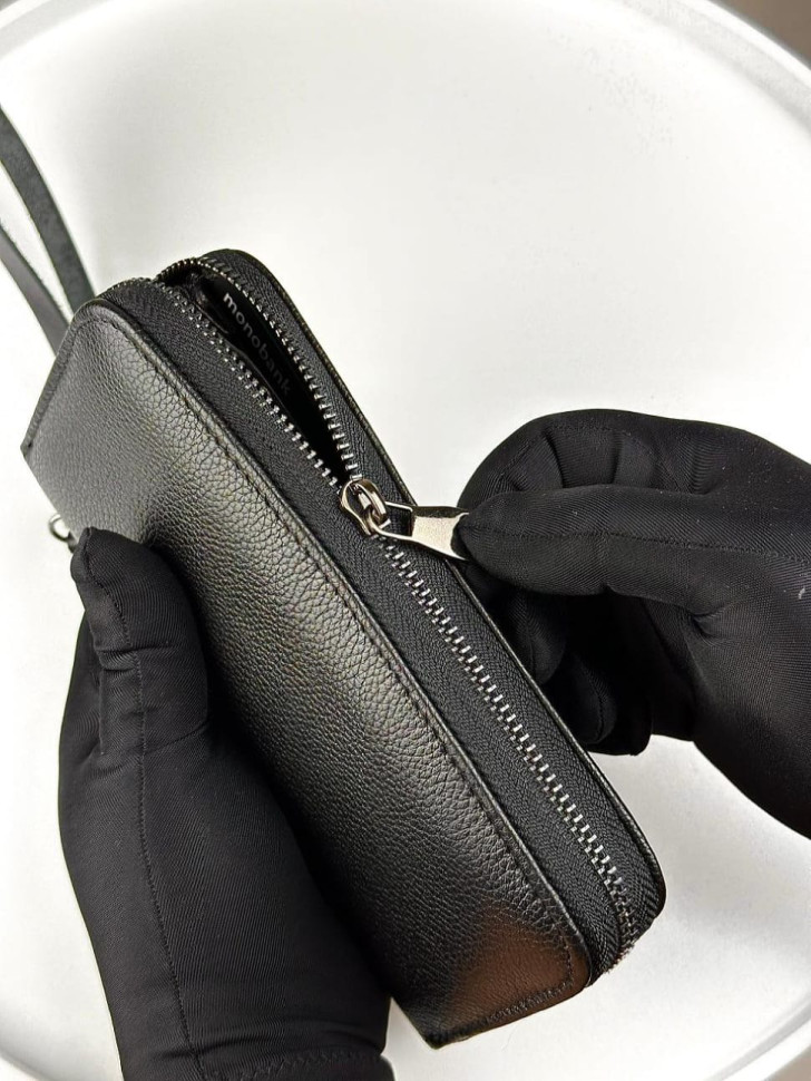 Genuine grain leather clutch wallet SV001 (black)