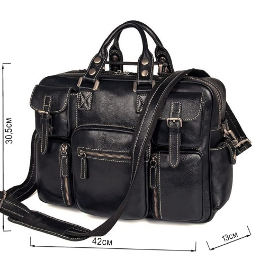 Багатофункціональна сумка з натуральної шкіри Vintage 14204 Чорна