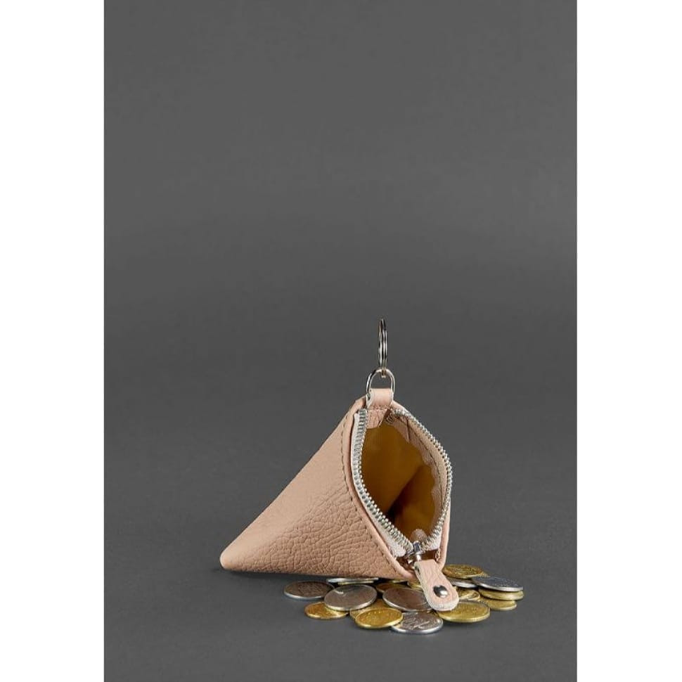 Жіноча шкіряна монетниця 2.0 Піраміда світло-бежева