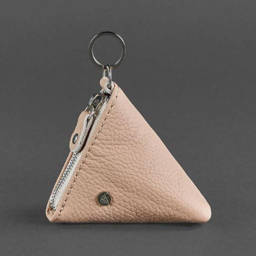 Жіноча шкіряна монетниця 2.0 Піраміда світло-бежева