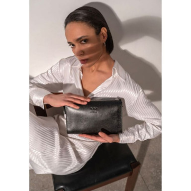 Black Saffiano Leather Clutch