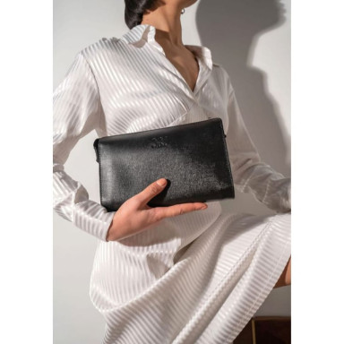 Black Saffiano Leather Clutch