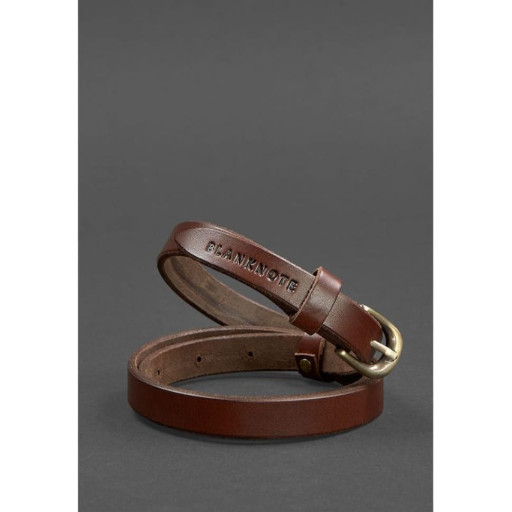 Жіночий шкіряний вузький ремінь 15 мм Коричневий