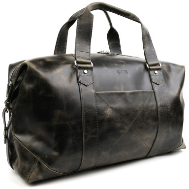 Leather travel sports bag TARWA RJv-0320-4lx gray
