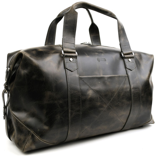 Кожаная дорожная спортивная сумка тревел TARWA RJv-0320-4lx серая