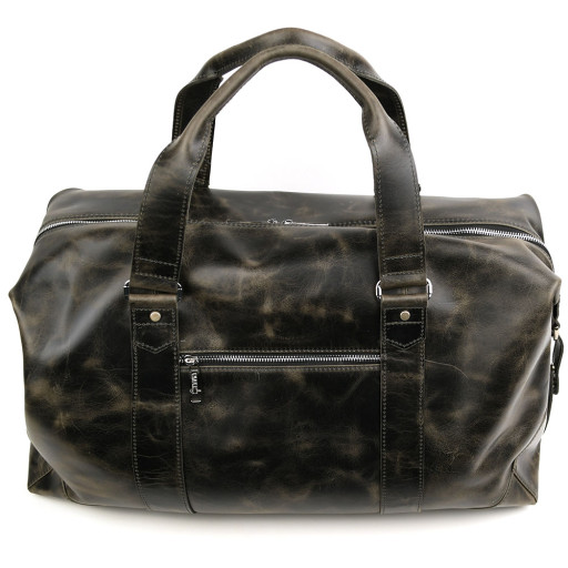 Кожаная дорожная спортивная сумка тревел TARWA RJv-0320-4lx серая