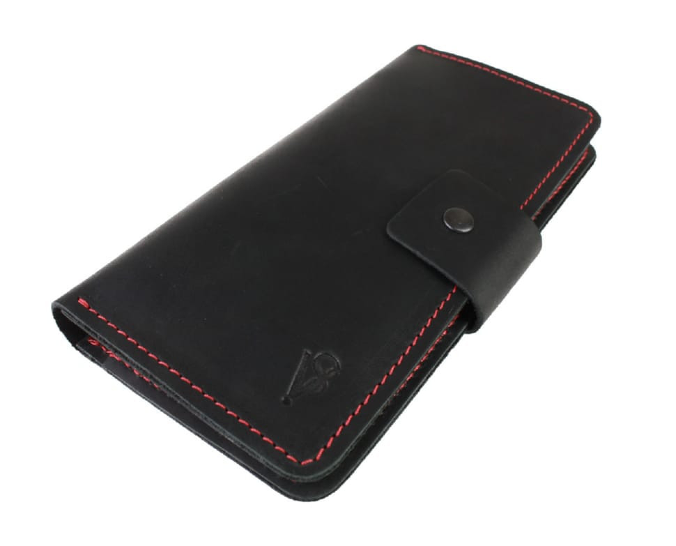 Women's leather wallet SULLIVAN kgb22(8) black red thread