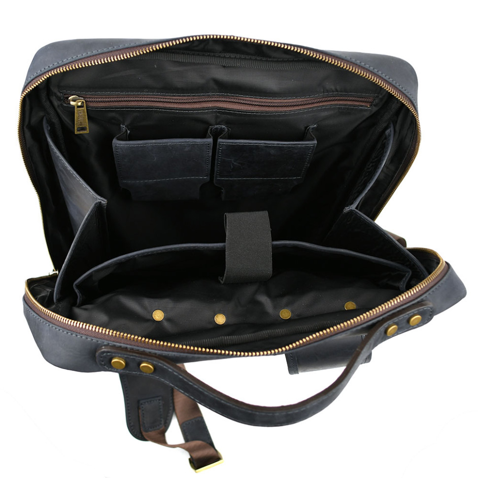 TARWA RK-1241-4lx blue leather backpack for a 17-inch laptop 
