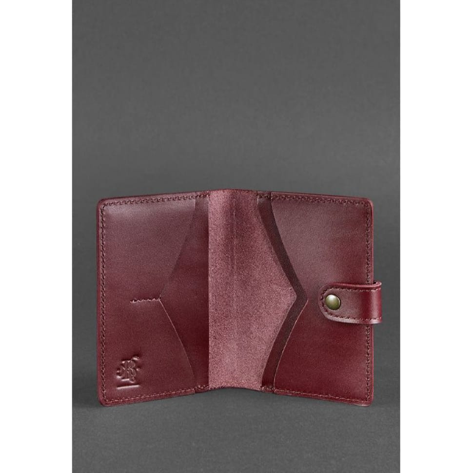 Шкіряна обкладинка для паспорта 3.0 бордова