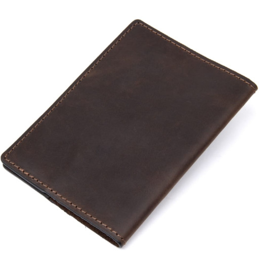 Матова шкіряна обкладинка на паспорт GRANDE PELLE 11481 Коричневий