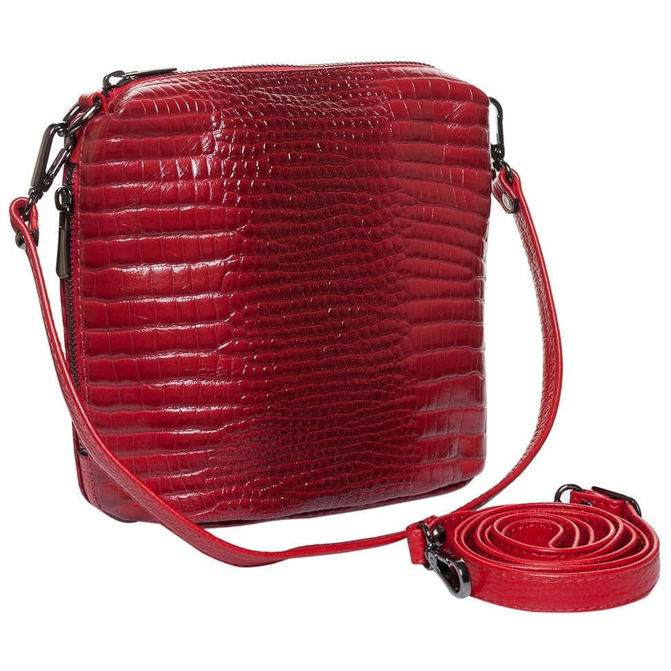 Сумка женская кожаная Desisan 1484-580 красный кроко лак