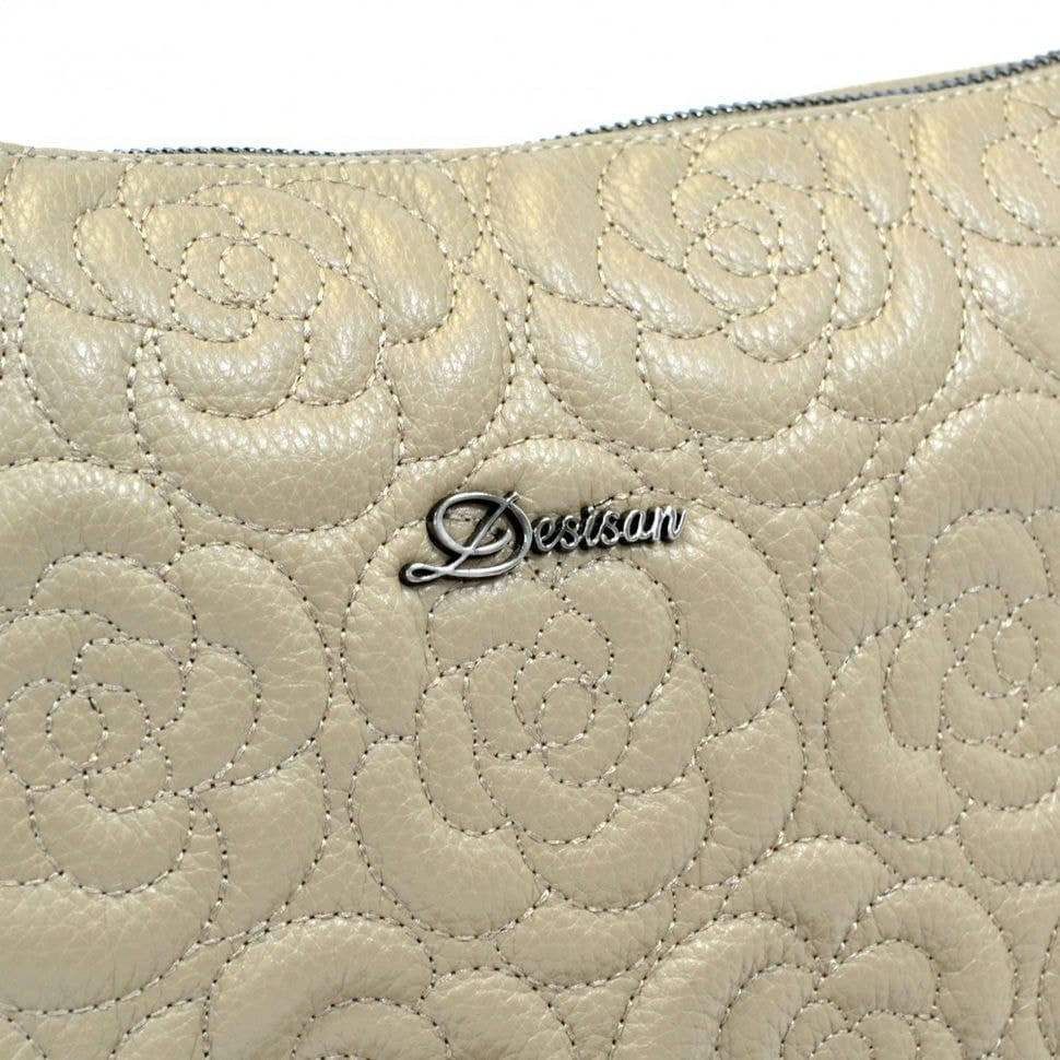 Сумка жіноча шкіряна Desisan 1515-298 бежеві квіточки