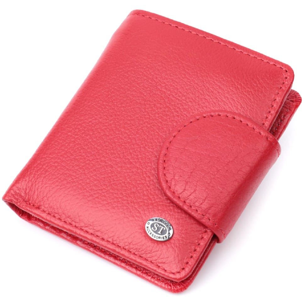 Яркий кошелек для женщин с карманом для монет из натуральной кожи ST Leather 22726 Красный