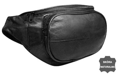 Кожаная поясная сумка, бананка Cavaldi 903-353 черная