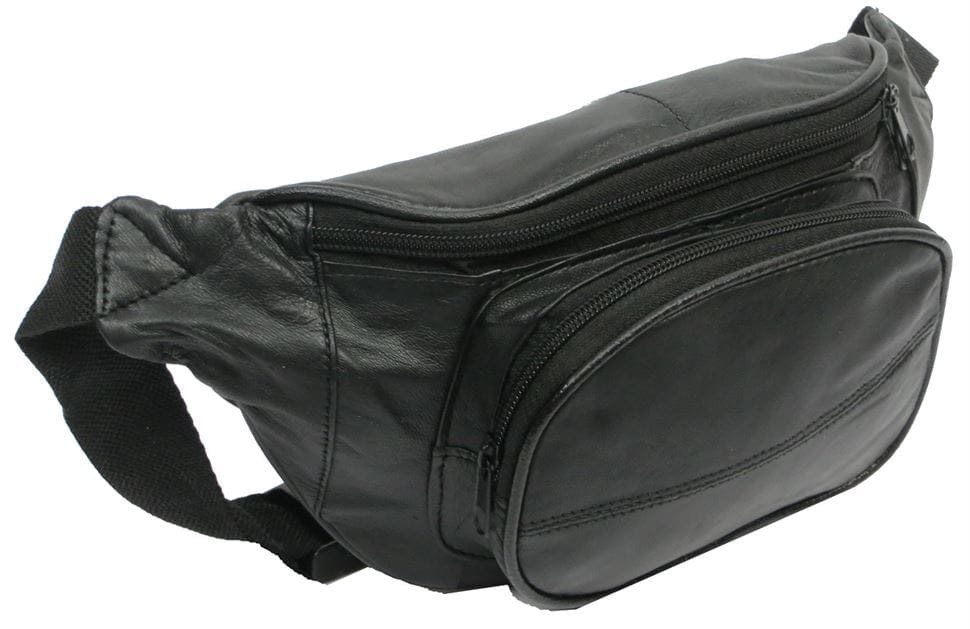 Кожаная поясная сумка, бананка Cavaldi 903-353 черная