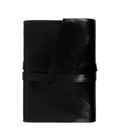 Womens Leather Journal with Refillable A5 Notepad - P.S. I Love You - Black color -  Time Resistance 5215501W