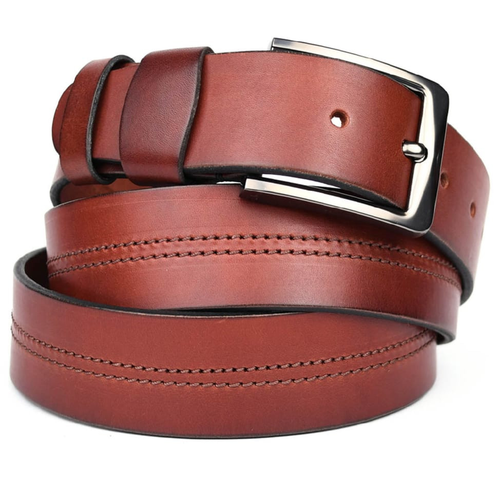 Ремінь шкіряний коньячний з рядком 40мм чоловічий Limary sk400222