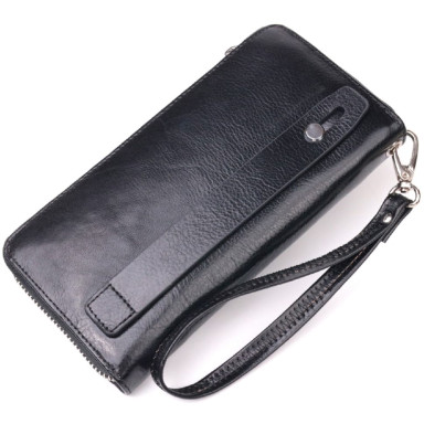 Кошелек мужской из натуральной гладкой кожи на молнии ST Leather 19410 Черный