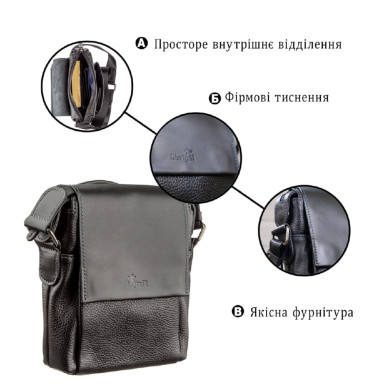 Men's combo bag SHVIGEL 11174 leather Black