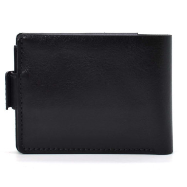 Mens leather wallet black glossy Grande Pelle 516610