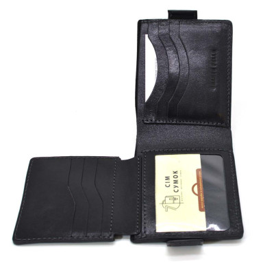Mens leather wallet black glossy Grande Pelle 516610