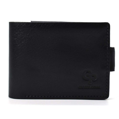 Mens leather wallet black glossy Grande Pelle 516610