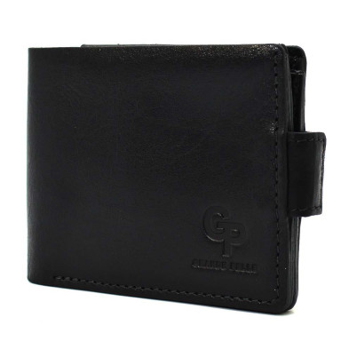 Mens leather wallet black glossy Grande Pelle 516610