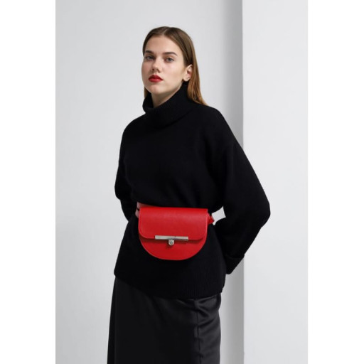 Жіноча шкіряна сумка поясна-кроссбоді Bridget червона