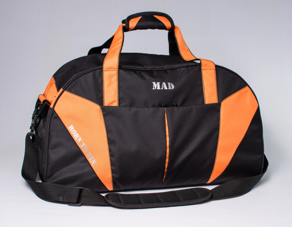 Спортивна сумка з кишенею для взуття 42L Cross Porter чорна з помаранчевим від MAD