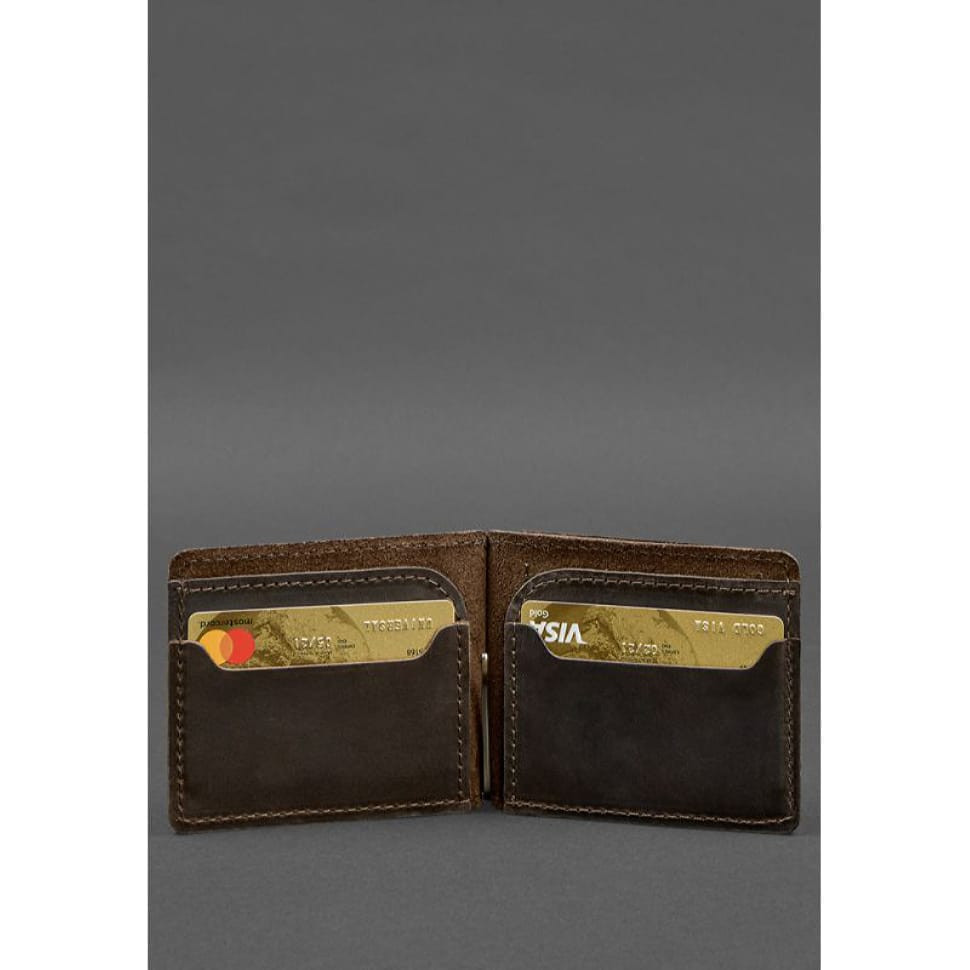 Шкіряне портмоне 13.0 затискач темно-коричневий Crazy Horse