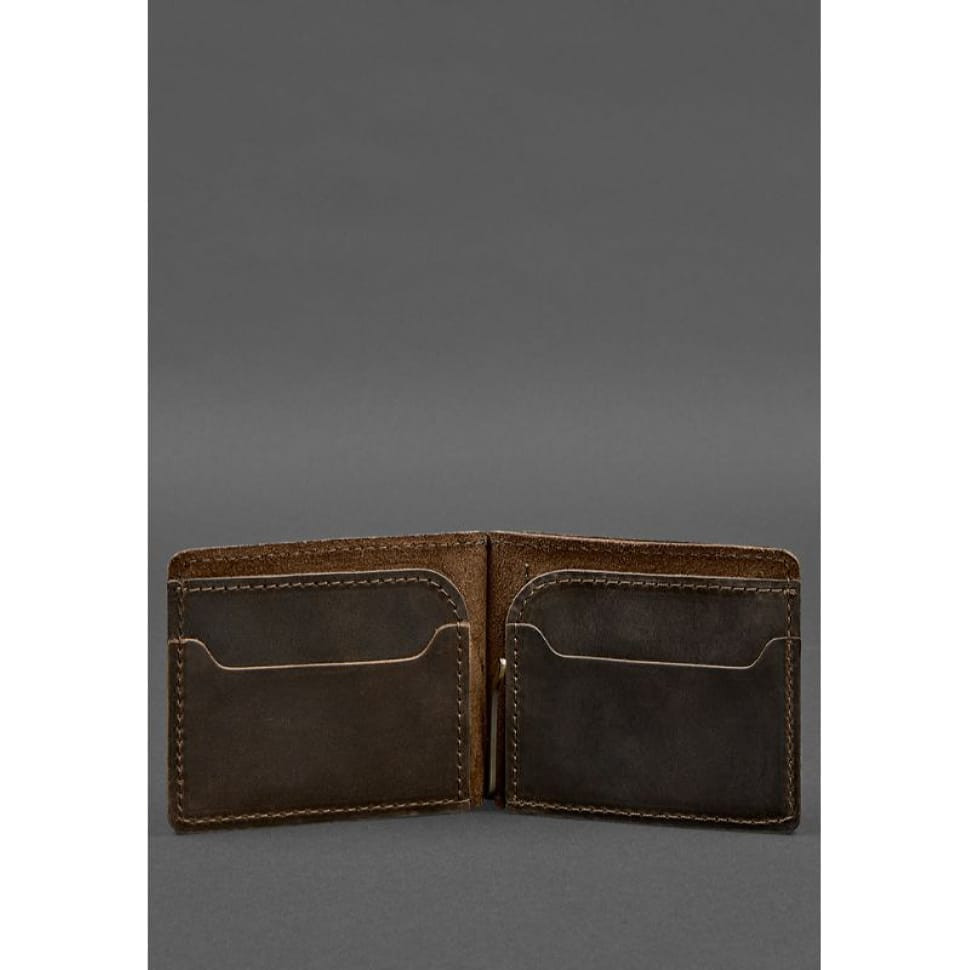 Шкіряне портмоне 13.0 затискач темно-коричневий Crazy Horse