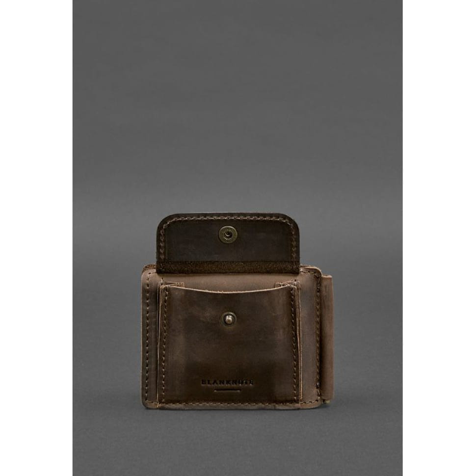 Шкіряне портмоне 13.0 затискач темно-коричневий Crazy Horse