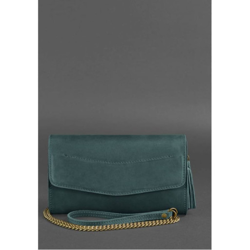 Шкіряна жіноча сумка Еліс зелена crazy horse