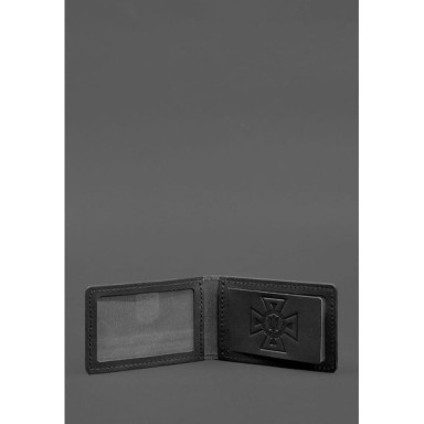 Leather cover for DSNS ID with pocket, black