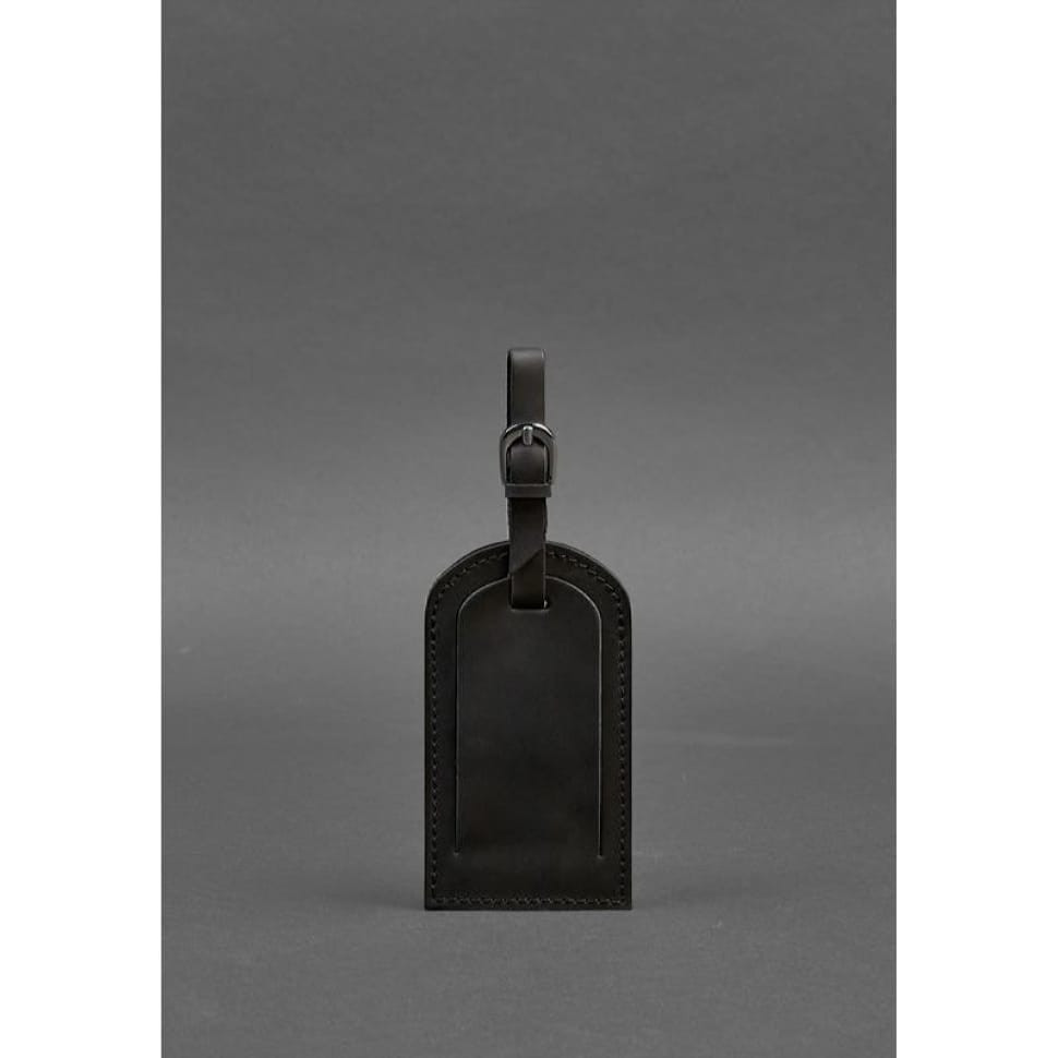 Шкіряна бирка для багажу 2.0 Чорна Crazy Horse