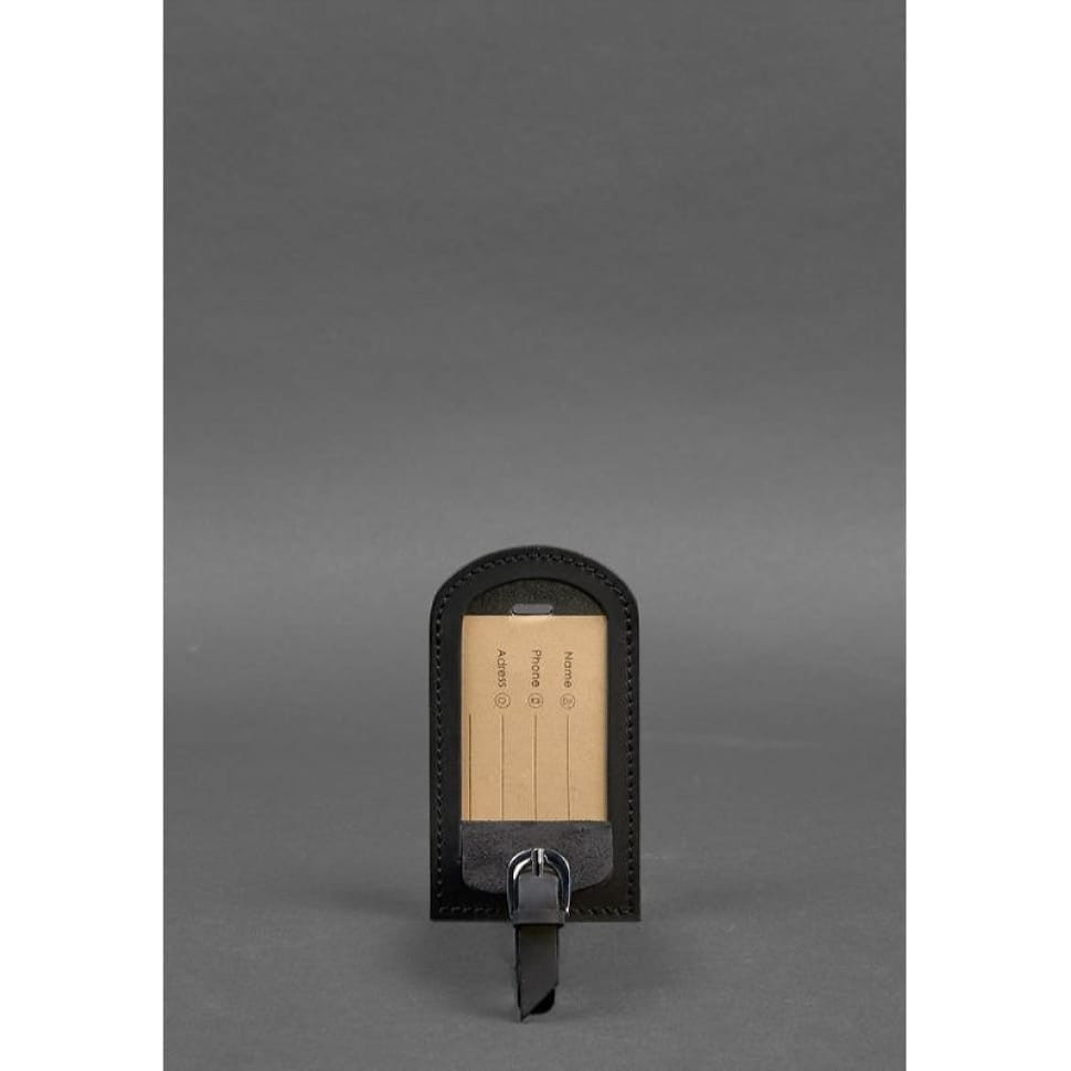 Шкіряна бирка для багажу 2.0 Чорна Crazy Horse