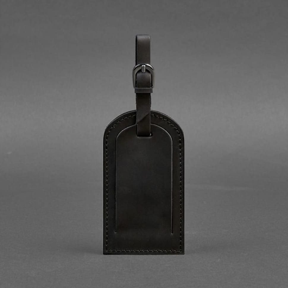 Шкіряна бирка для багажу 2.0 Чорна Crazy Horse