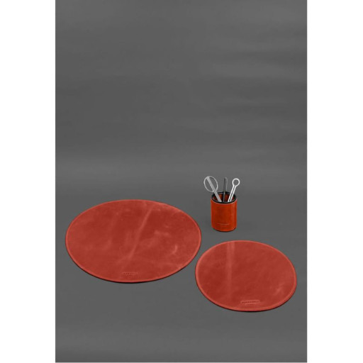 Настільний набір із натуральної шкіри 1.2 кораловий Crazy Horse