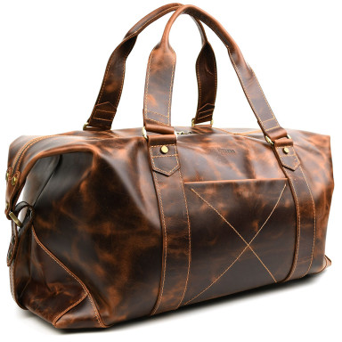 Leather travel sports bag TARWA RYv-0320-4lx cognac