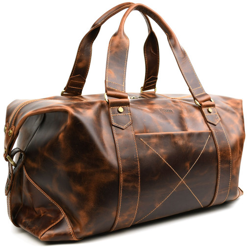Кожаная дорожная спортивная сумка тревел TARWA RYv-0320-4lx коньячная