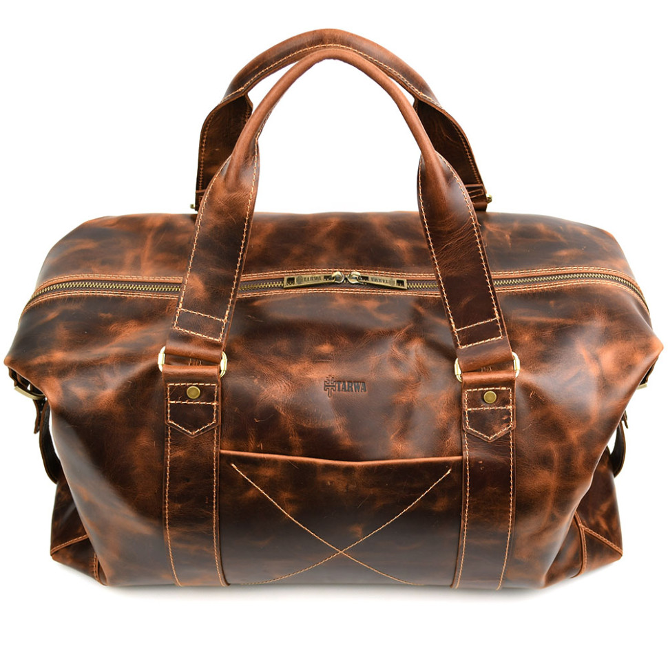 Шкіряна дорожня спортивна сумка тревел TARWA RYv-0320-4lx коньячна