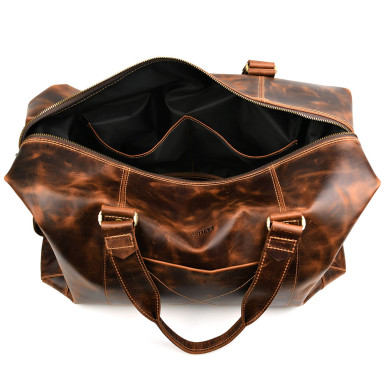 Leather travel sports bag TARWA RYv-0320-4lx cognac