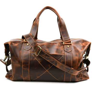 Leather travel sports bag TARWA RYv-0320-4lx cognac
